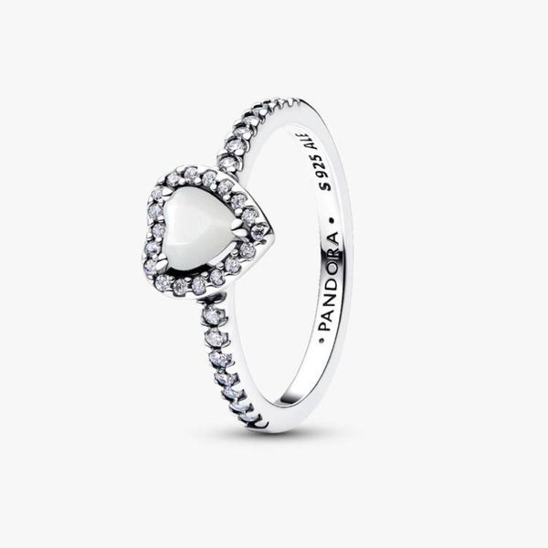 Anello Pandora Cuore in Rilievo Bianco