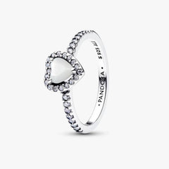 Anello Pandora Cuore in Rilievo Bianco