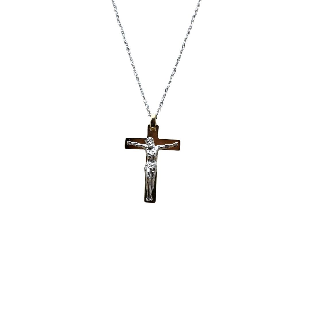 Collana Zancan in Oro Bianco e Giallo 18 KT con Croce Pendente UC030GB