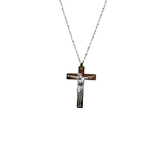 Collana Zancan in Oro Bianco e Giallo 18 KT con Croce Pendente UC030GB