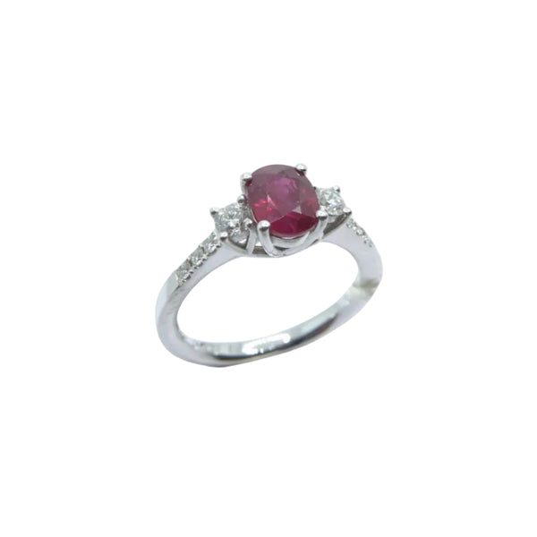 Anello in Oro Bianco con Rubino e Diamanti 0427