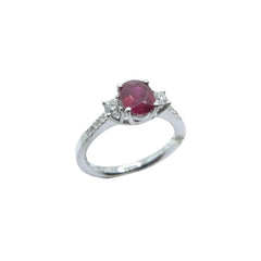 Anello in Oro Bianco con Rubino e Diamanti 0427