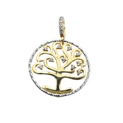 Colgante Árbol de la Vida en Oro Blanco y Amarillo con Circonitas