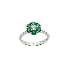 18KT White Gold Magic Ring with White and Green Zircons