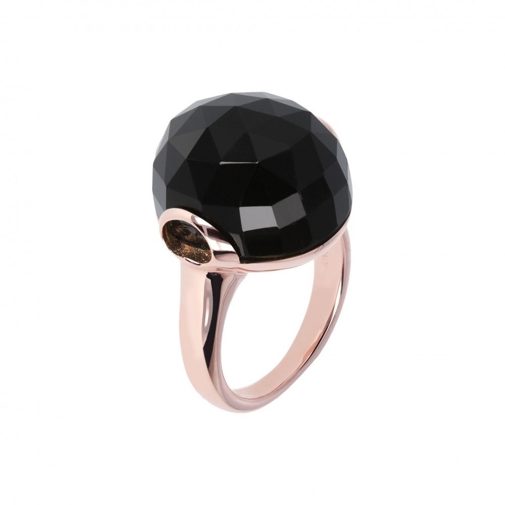 Bronzallure Ring in Golden Rosè and Black Onyx