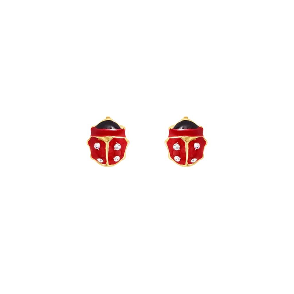 Stroili Ladybug Stud Earrings Mon Petit 9 KT Yellow Gold 1425443