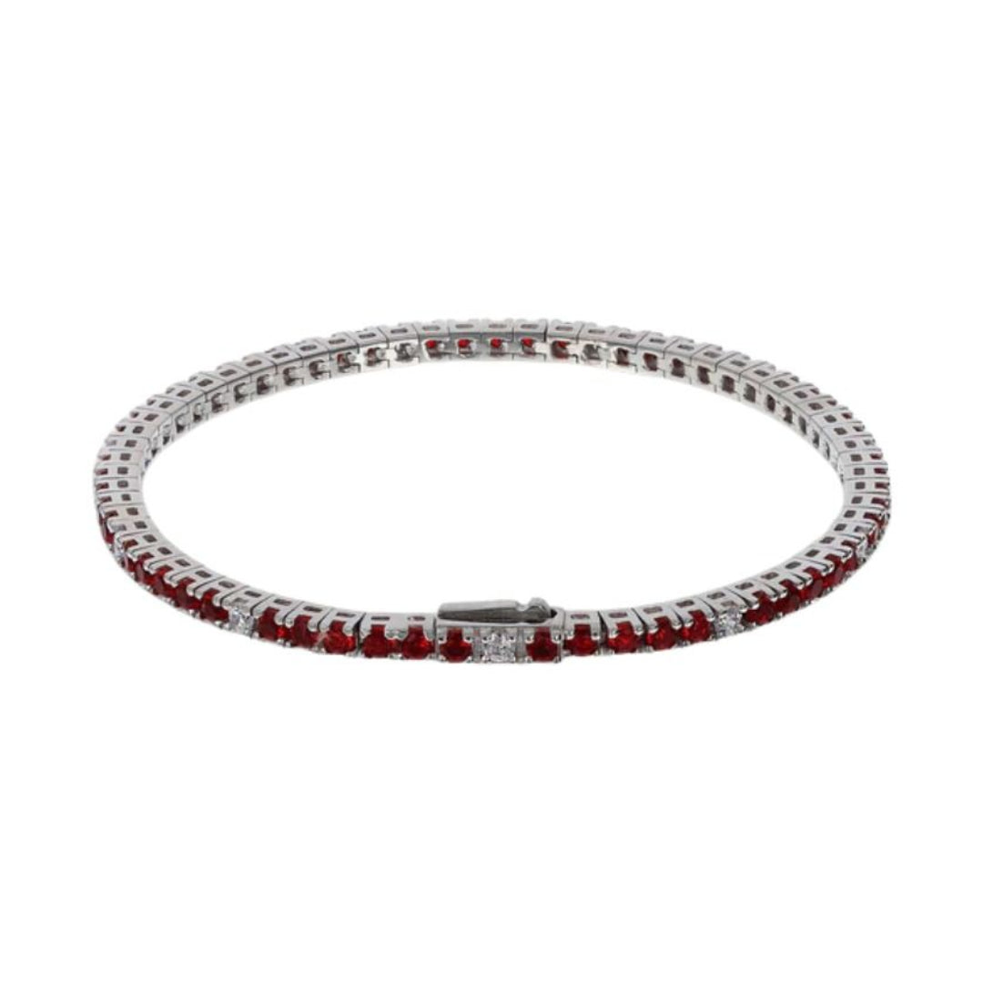 Albert M. Two-Tone Tennis Bracelet with Red and White Cubic Zirconia
