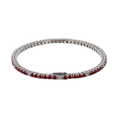 Albert M. Two-Tone Tennis Bracelet with Red and White Cubic Zirconia