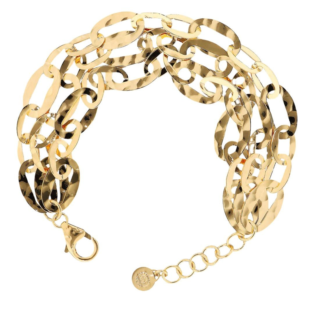 Etruscan Multi-Strand Bracelet with Hammered Oval Chain