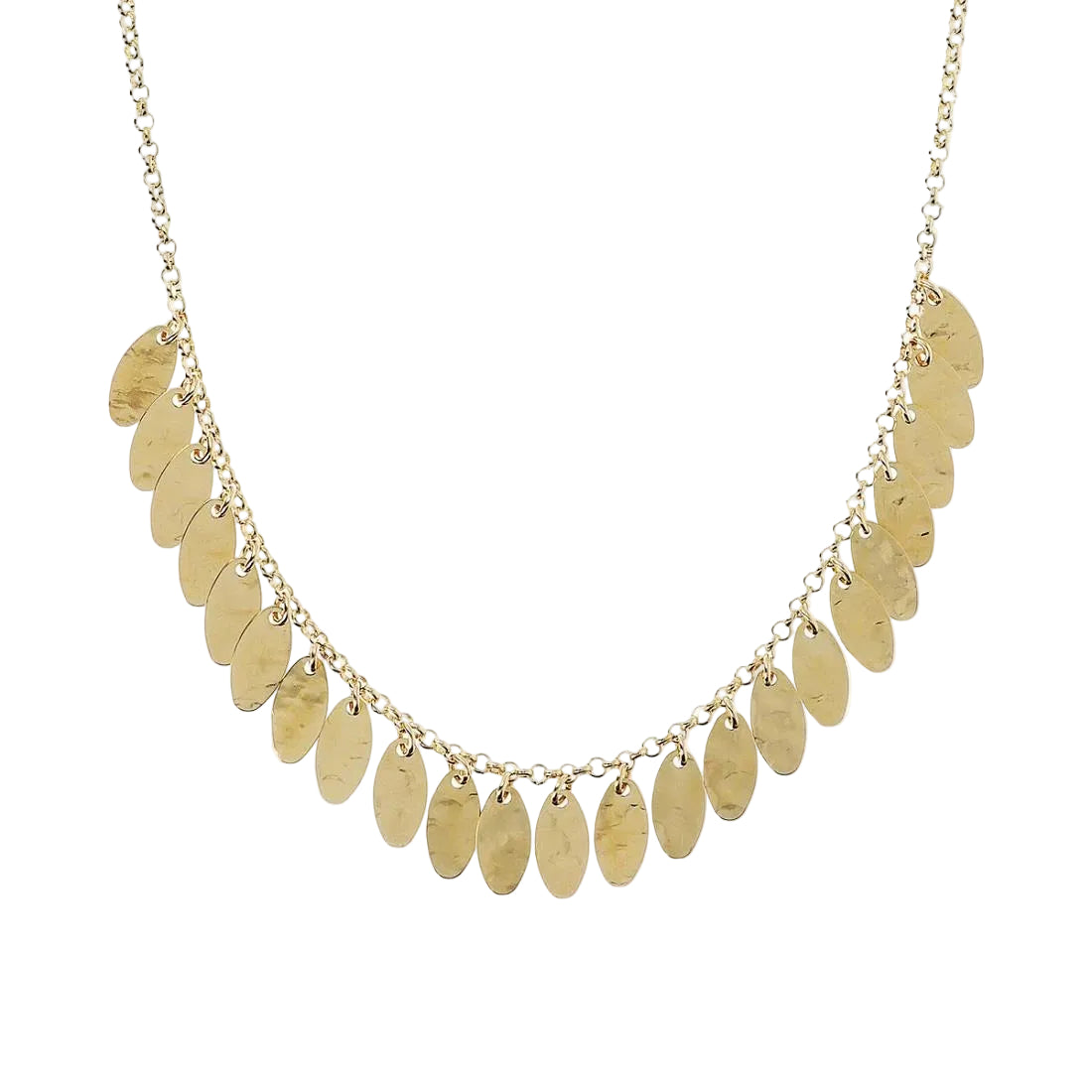 Etruscan Necklace with Hammered Oval Pendants