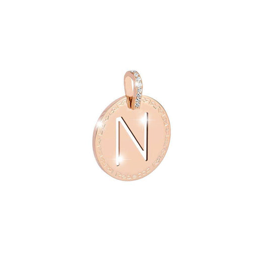 Rebecca Charm Mi Alfabeto Inicial Letra Grande N Rosa con Circonita