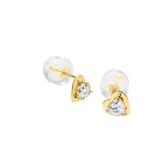 Stroili Heart Lobe Bon Ton Earrings Yellow Gold 9 KT And Cubic Zirconia 1401122