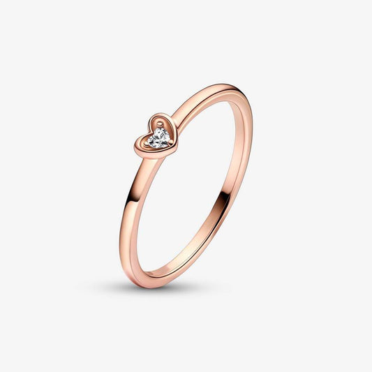 Anillo Pandora Corazón Brillante Rosa