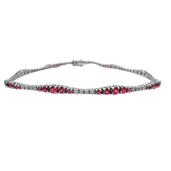 Bracciale Tennis Mirco Visconti in Oro Bianco con Diamanti e Rubini MH55