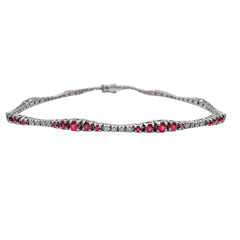 Mirco Visconti White Gold Tennis Bracelet with Diamonds and Rubies
