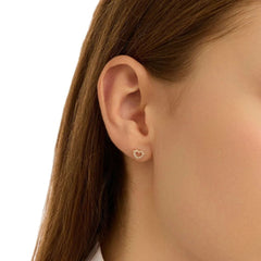 Stroili Bon Ton 9K Yellow Gold Heart Stud Earrings with Cubic Zirconia 1401791