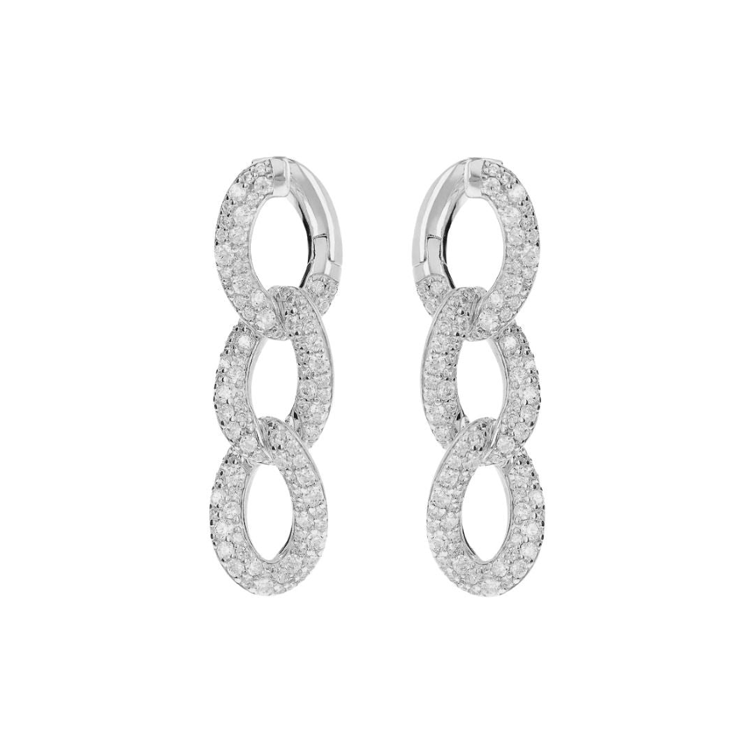 Bronzallure Curb Chain Pendant Earrings with Cubic Zirconia Pavé