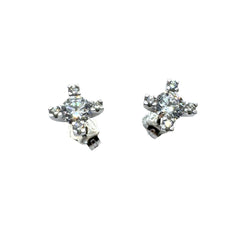 18KT White Gold Stud Earrings with Central Zirconia and Claws