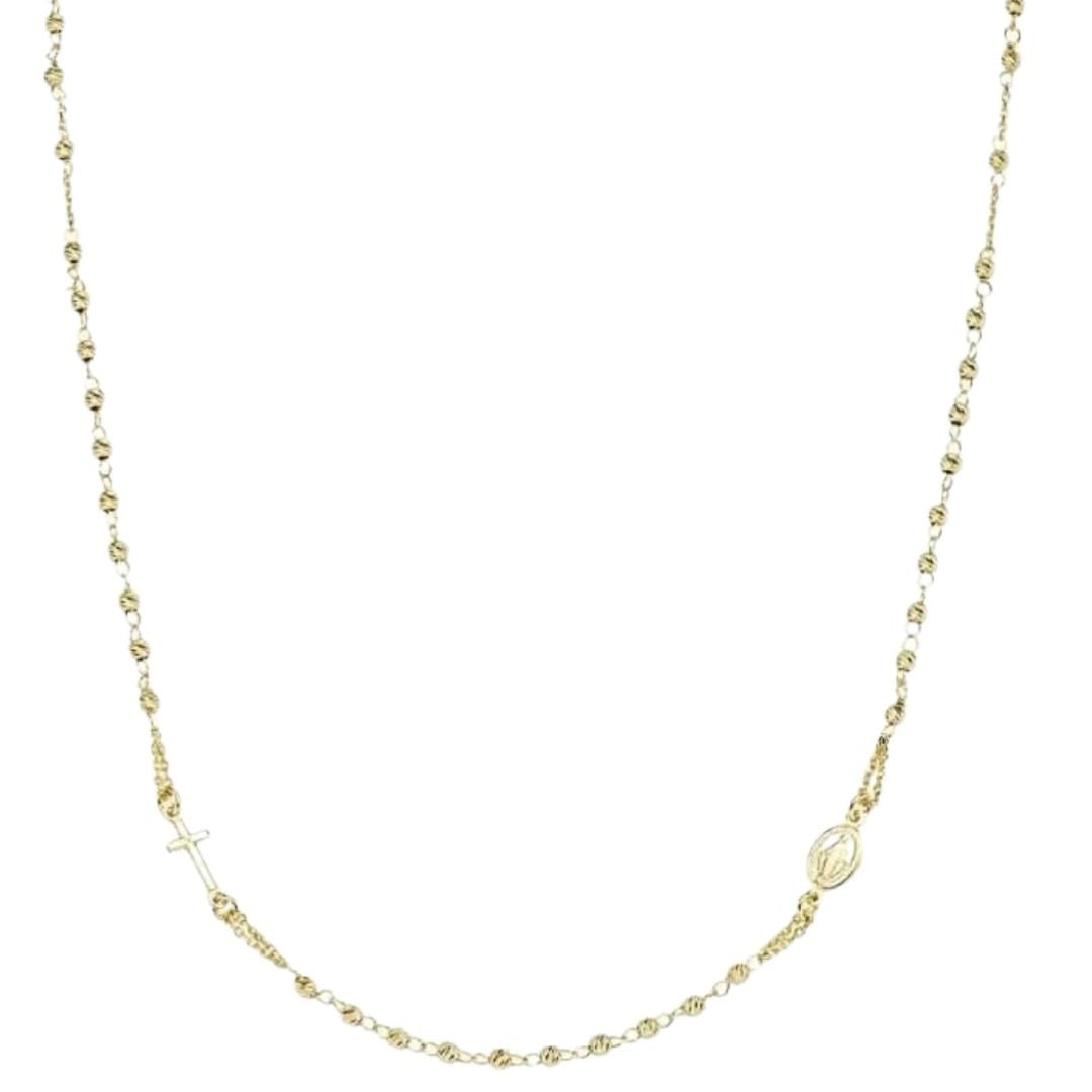 Collar rosario dorado con cuentas de diamantes Amén