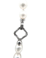 Necklace with 6.5 mm Akoya Pearls and White Gold and Diamond Clasp