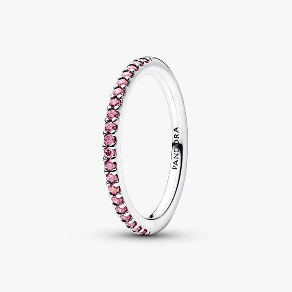 Anello Pandora Pavé Fascia Sottile Rosa 192999C02