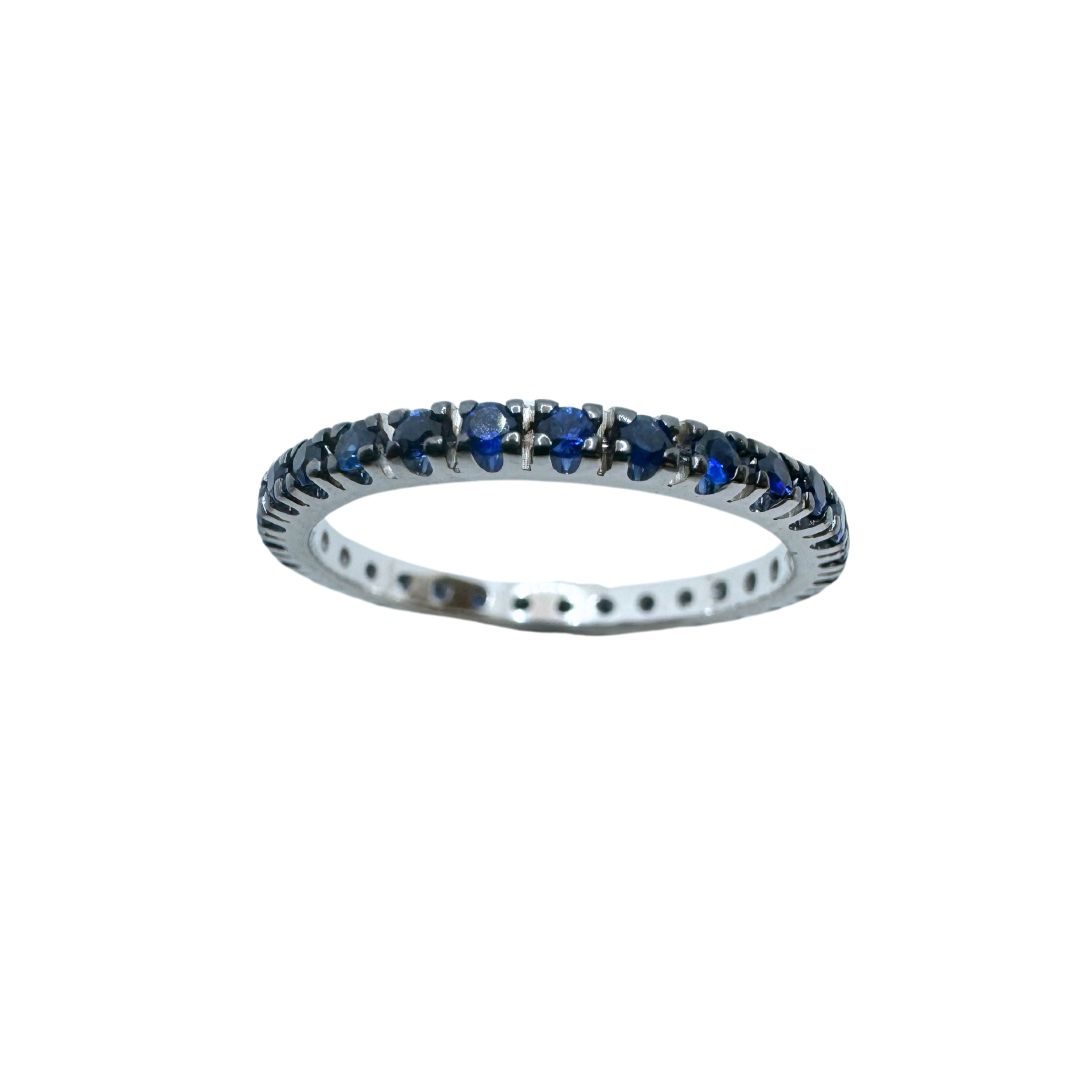 Anello Girodito Crieri in Oro Bianco con Punte Brunite con Zaffiri ct. 0,74