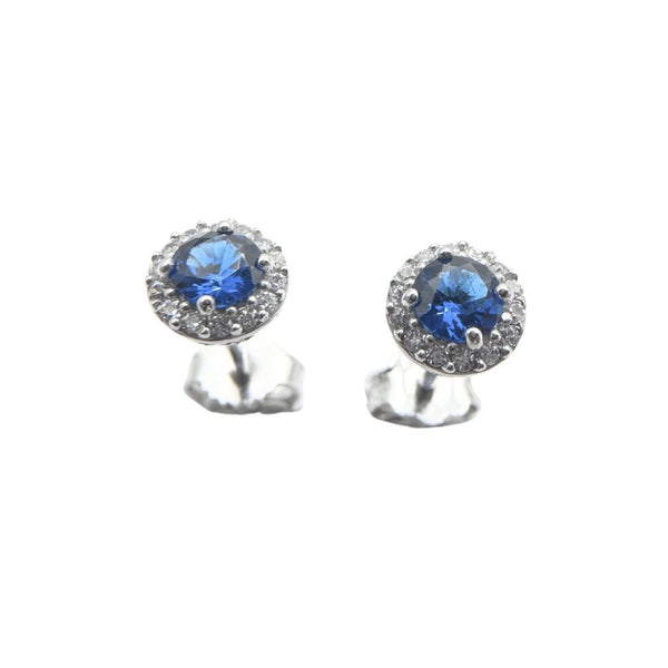 Orecchini Punti Luce in Oro Bianco 18 KT con Zirconi Blu e Bianchi ORK428