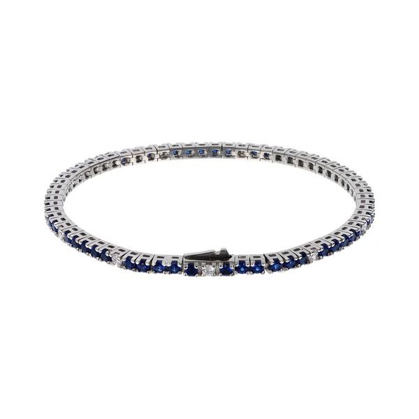 Albert M. Tennis Bracelet Two-Tone Blue and White with Cubic Zirconia