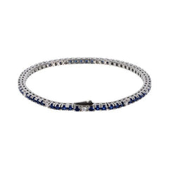 Albert M. Tennis Bracelet Two-Tone Blue and White with Cubic Zirconia