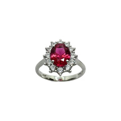 Anello Royal Ring con Pietra Rossa e Contorno di Zirconi AN052