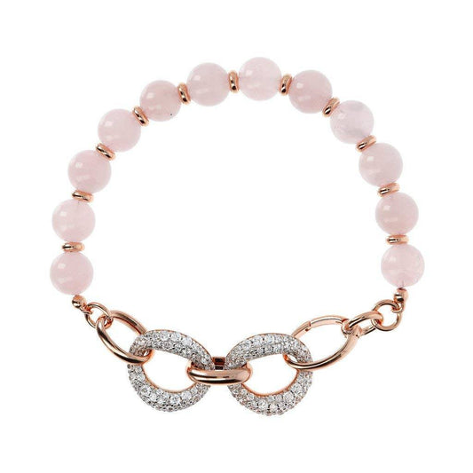 Pulsera Bronzallure en Rosa Dorada con Cuarzo Rosa y Circonitas