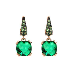 Orecchini Bronzallure Pendenti Con Prisma Gem Verdi Quadrata E Pavé WSBZ02182.EM