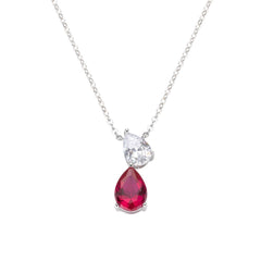 Stardust Necklace with White and Red Zircons