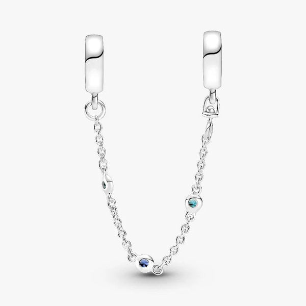 Cadena de seguridad Pandora con piedras azules