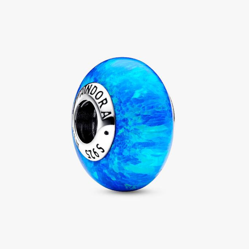Charm Pandora de ópalo azul profundo del océano