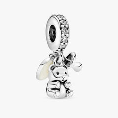 Charm colgante de osito de peluche y chupete de Pandora