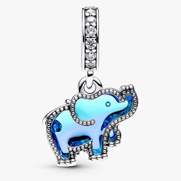 Charm Pandora Pendente Elefante Vetro Di Murano Blu 793339C01