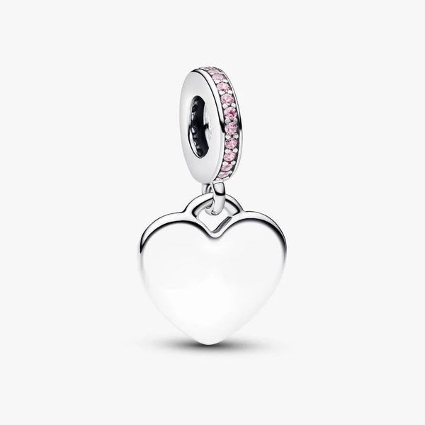 Charm Pandora Cuore Pendente Da Incidere Con Pietre Rosa 793926C02