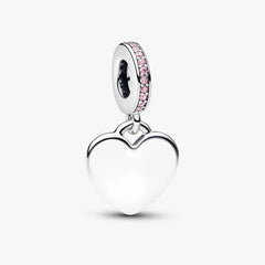Pandora Heart Pendant Charm to Engrave with Pink Stones
