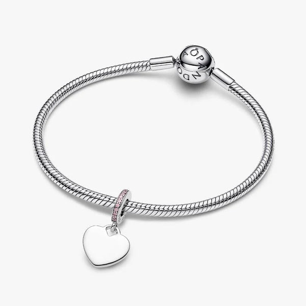 Charm Pandora Cuore Pendente Da Incidere Con Pietre Rosa 793926C02