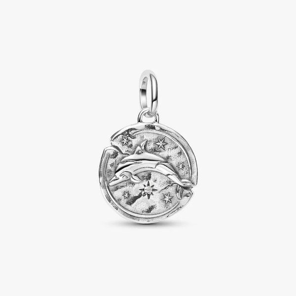 Charm Pandora Medallion Delfino "Audaces Fortuna Iuvat"