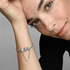 Pandora Safety Chain Embossed Hearts