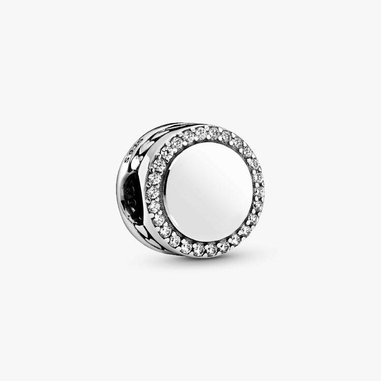 Pandora Sparkling Button Charm for Engraving