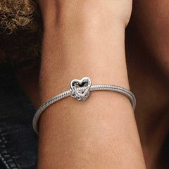 Charm Pandora de corazón calado "Te amo, mamá"