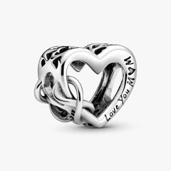 Charm Pandora de corazón calado "Te amo, mamá"