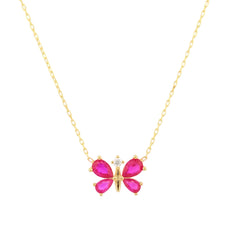 Marcello Pane Gold Pink Butterfly Necklace