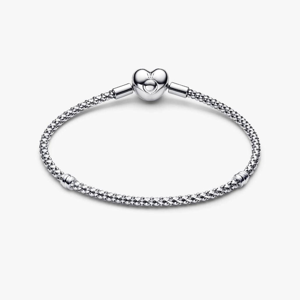 Bracciale Pandora Maglia Geometrica Con Chiusura a Cuore 593853C00