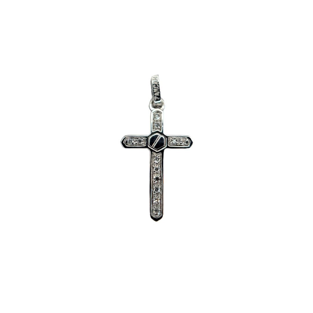 Croce Pendente Zancan in Oro Bianco 18 KT con Diamanti EPE055B/CDS