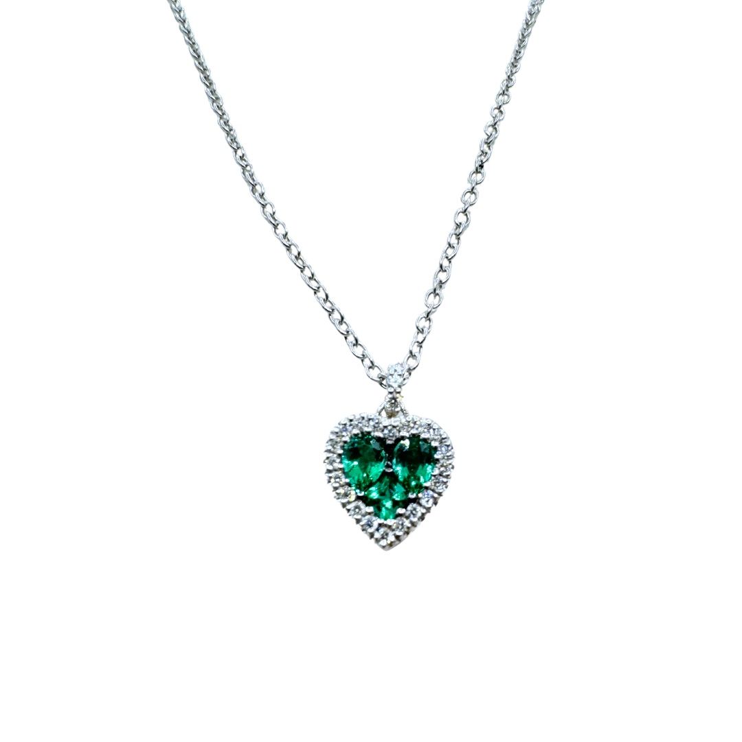 Collana Davite&Delucchi con Pendente Cuore con Smeraldi e Diamanti CLN011105SM