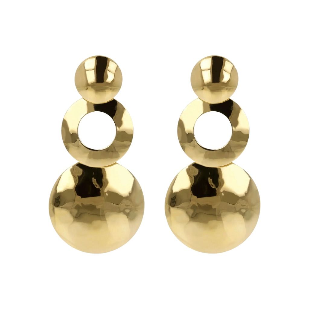 Orecchini Etrusca Pendenti con Anello e Disco Martellati WSET00325.YG